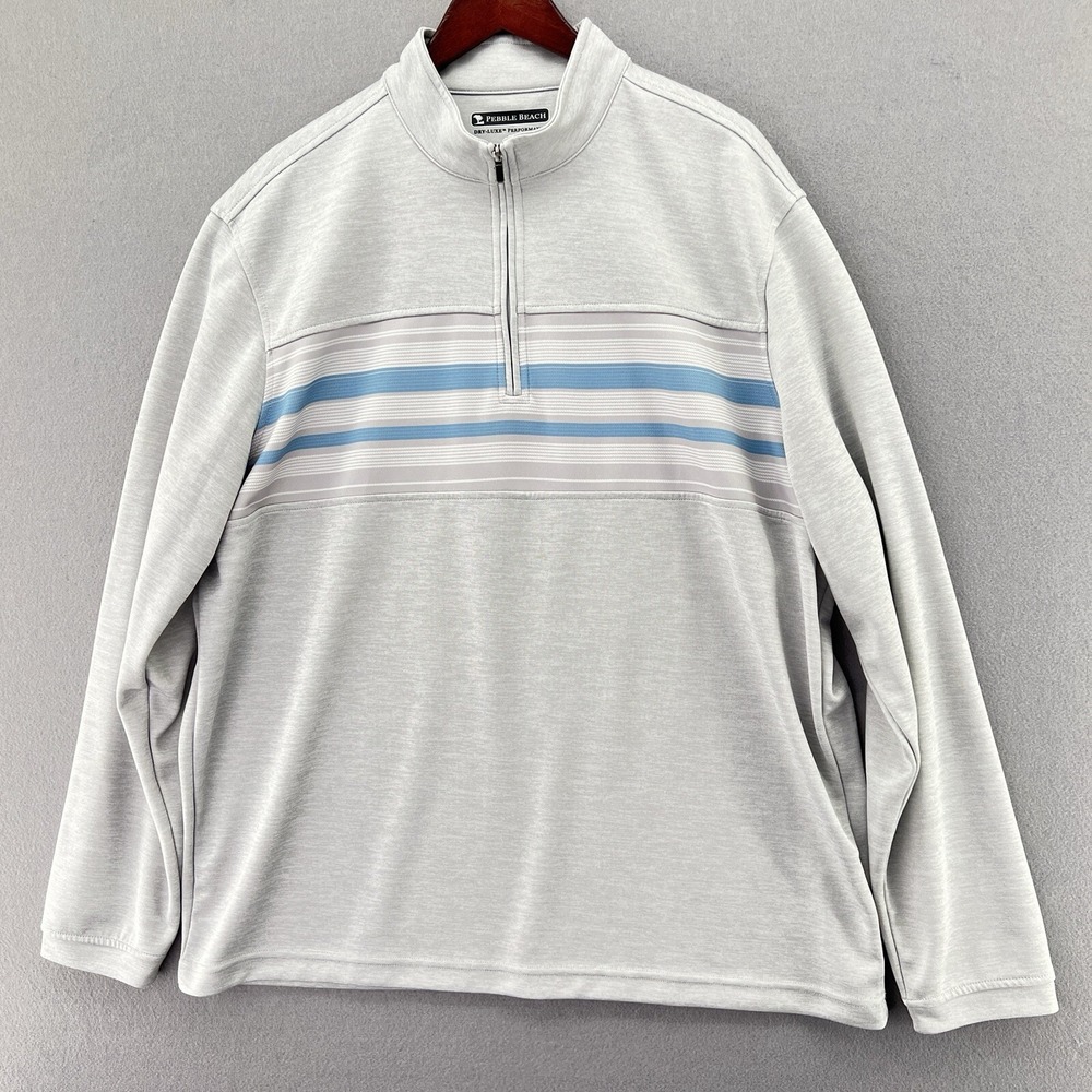 Pebble Beach Dry Luxe Performance Blue Big Tall Half Zip Golf Sweatshirt 2XL